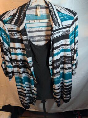 Per Seption Blouse Tank/Jacket Women's Sz 2X 3/4 roll Tab sleeve/Business/Casual